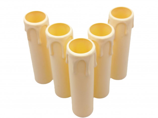 Chandelier Candle Tube Sleeves Ivory Drip Plastic 100mm x 24mm