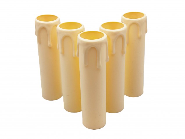 Chandelier Candle Tube Sleeves Ivory Drip Plastic 100mm x 24mm