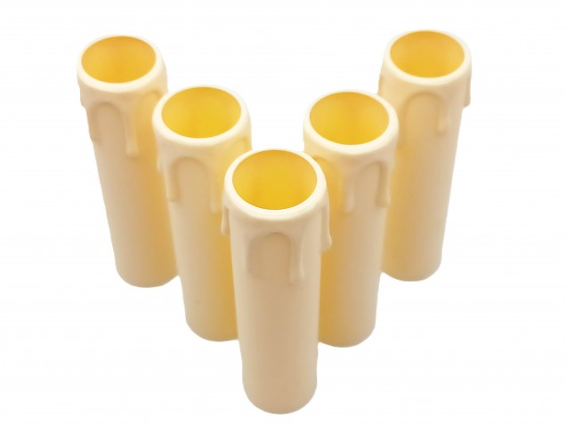Chandelier Candle Tube Sleeves Ivory Drip Plastic 100mm x 24mm