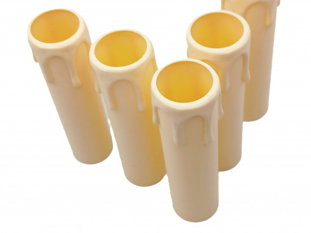 Chandelier Candle Tube Sleeves Ivory Drip Plastic 100mm x 24mm