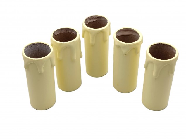 Chandelier Candle Tubes cream Drip Card 65mm x 24mm 5 pack 