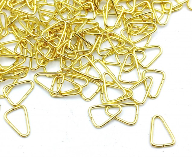Tiny chandelier brass triangle clips crystal connectors 5mm x 8mm 100 clips