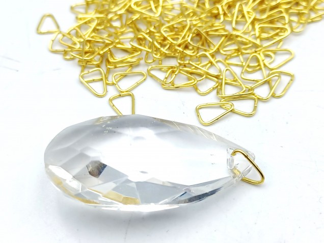 Tiny chandelier brass triangle clips crystal connectors 5mm x 8mm 100 clips