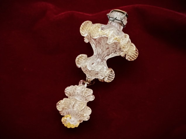 Vintage Murano Chandelier Finial and Ball clear and gold