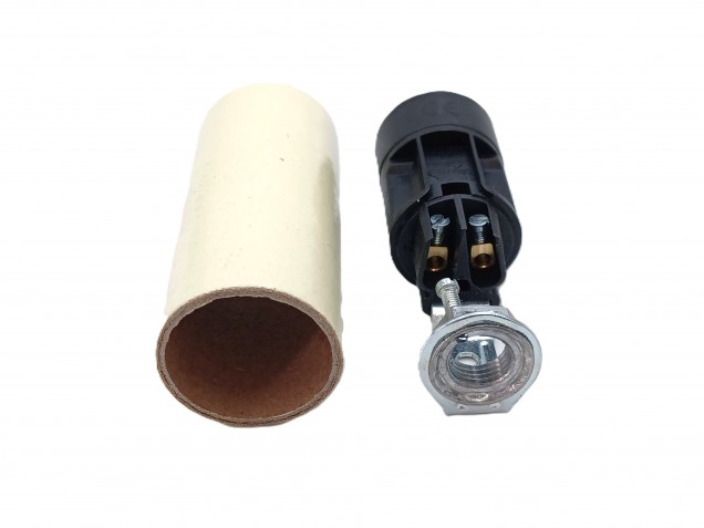 Chandelier Candle cover 65mm x 24mm cream tube card and E14 Lamp holder 