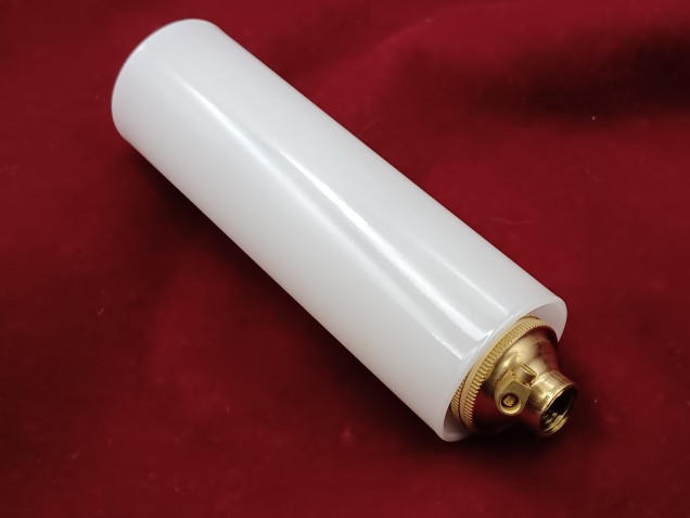 Glass candle tube in white, 120 mm high x 29 mm internal width
