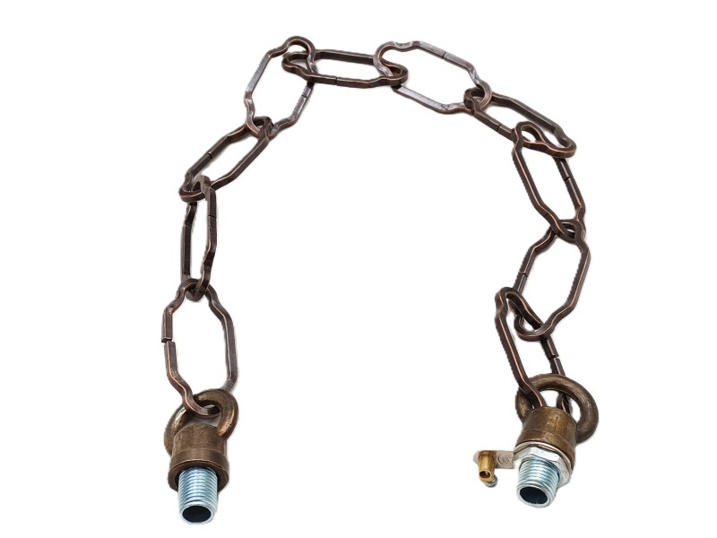 Antique Brass Closed Loop And 500mm Of Antique Brass Plated Finish Gothic Chain 10kgs max load