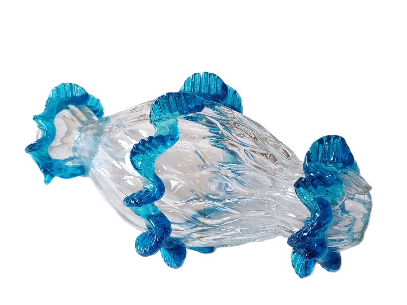Murano Chandelier Stem Glass Blue Turquoise and Clear Antique 