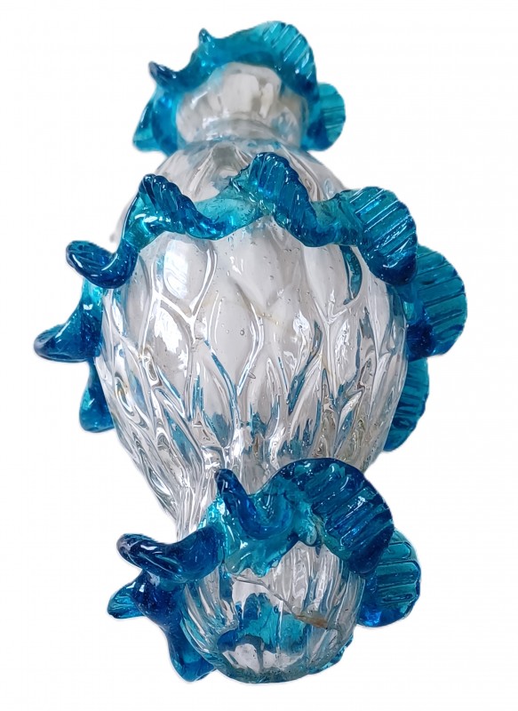 Murano Chandelier Stem Glass Blue Turquoise and Clear Antique 
