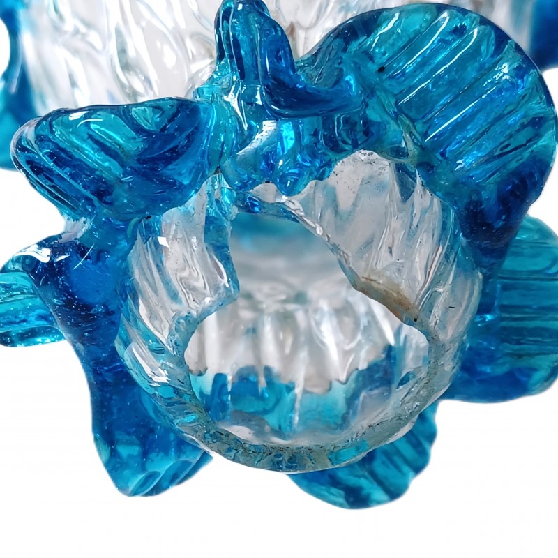 Murano Chandelier Stem Glass Blue Turquoise and Clear Antique 
