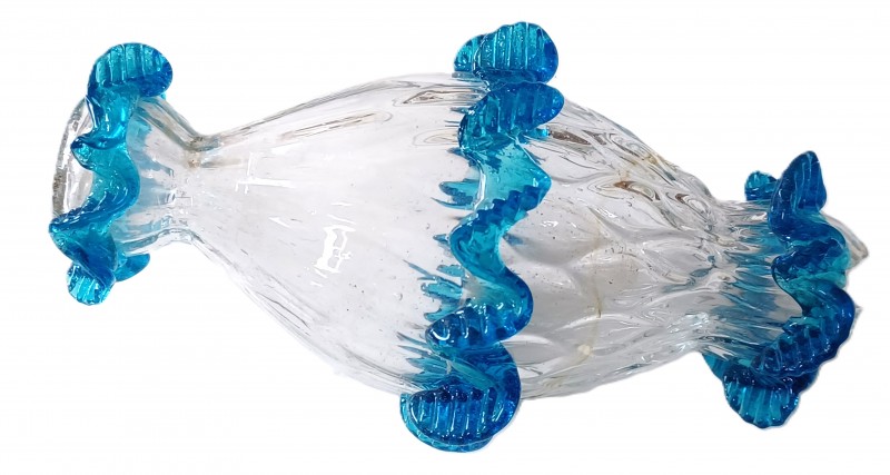 Murano Chandelier Stem Glass Blue Turquoise and Clear Antique 