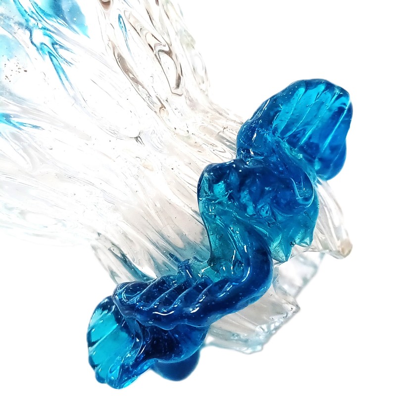 Murano Chandelier Stem Glass Blue Turquoise and Clear Antique 