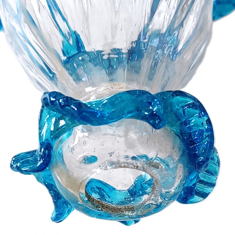 Murano Chandelier Stem Glass Blue Turquoise and Clear Antique 