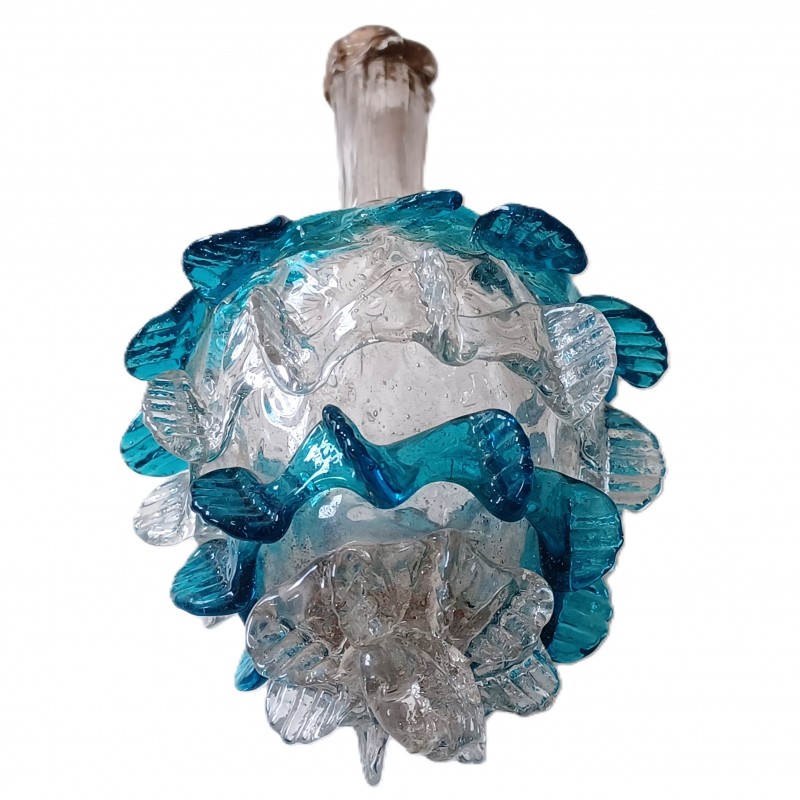 Antique Murano Glass Chandelier Finial, Circa 1800, Blue Turquoise & Clear