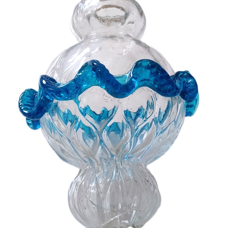 Murano Chandelier Stem Glass Turquoise and Clear Antique B Stock