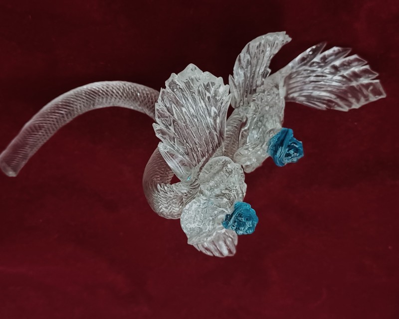 Vintage Murano Glass Chandelier Leaf with Blue Floral Decoration