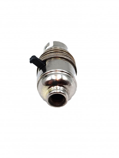 Switched lamp holder BC B22 nickel plated finish 10mm base
