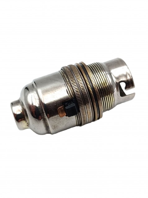 Switched lamp holder BC B22 nickel plated finish 10mm base