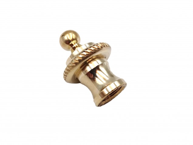 CHANDELIER ROPE EDGE FINIAL CAST POLISHED BRASS 10MM THREAD