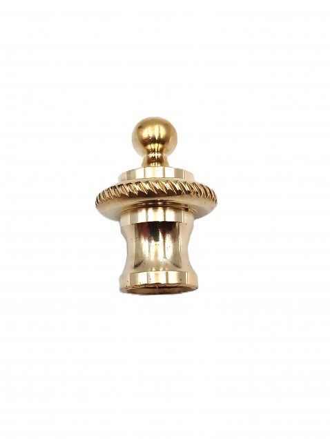 CHANDELIER ROPE EDGE FINIAL CAST POLISHED BRASS 10MM THREAD