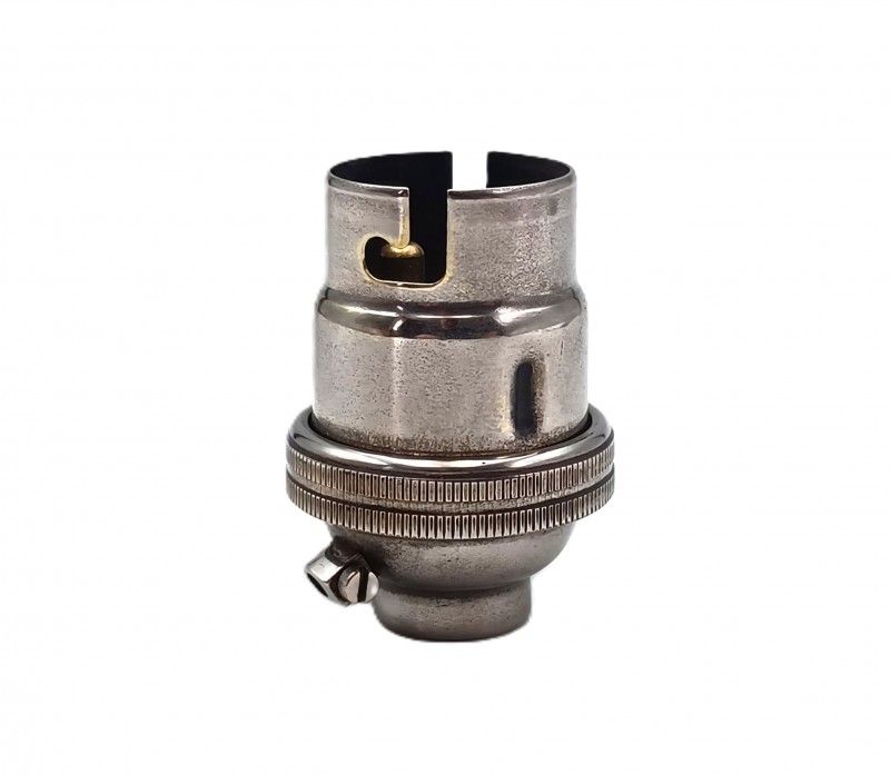 Lamp holder plain skirt BC B22 Nickel finish 1~2 inch base thread