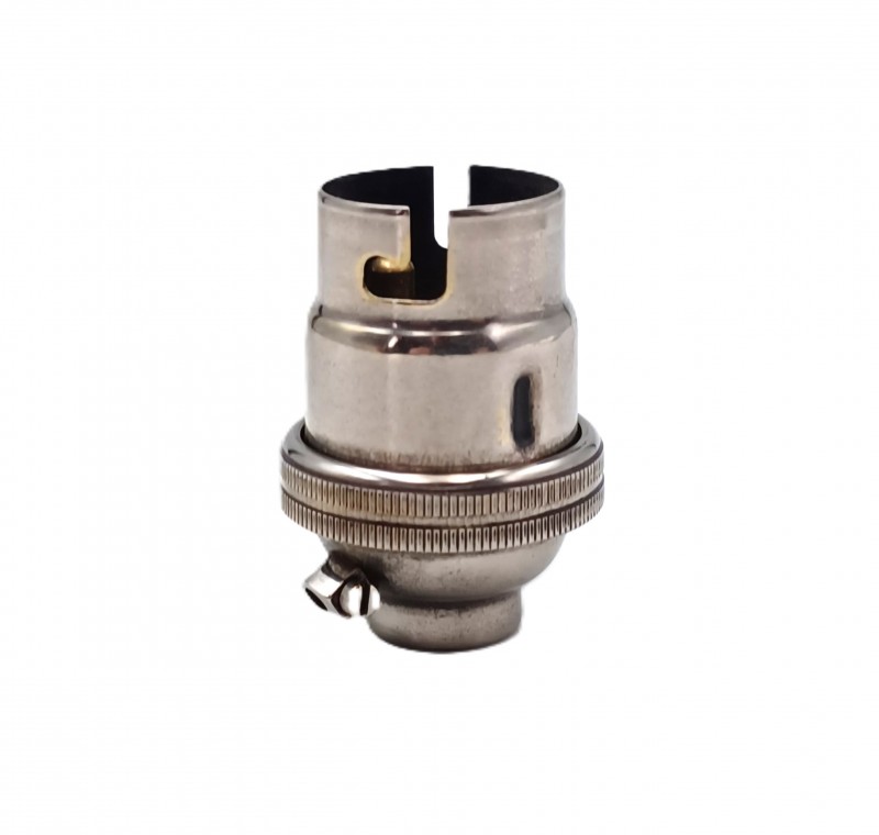 Lamp holder plain skirt BC B22 Nickel finish 1~2 inch base thread