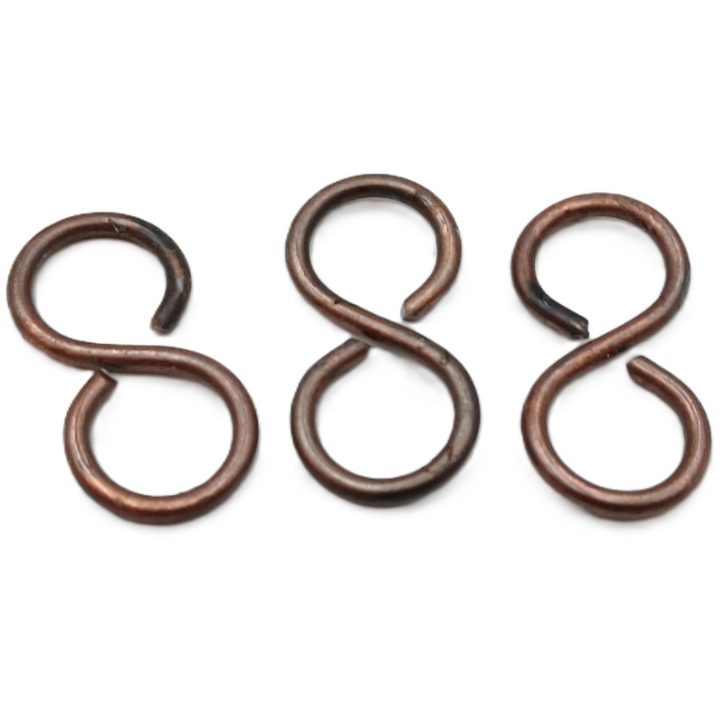 S hooks antique plated steel antique brass effect 3 pack