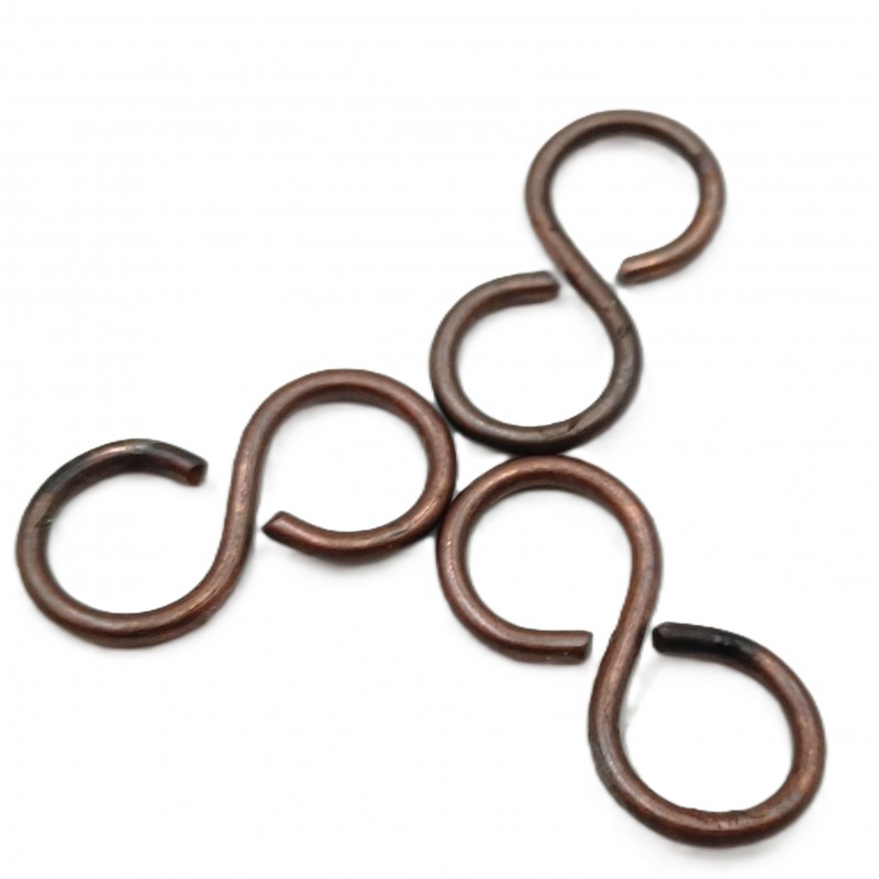 S hooks antique plated steel antique brass effect 3 pack