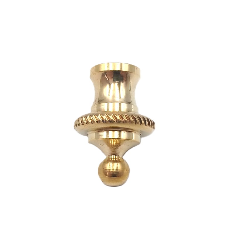 CHANDELIER ROPE EDGE FINIAL CAST POLISHED BRASS 10MM THREAD