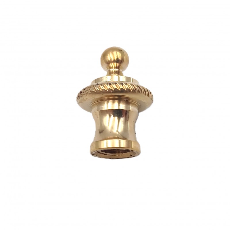 CHANDELIER ROPE EDGE FINIAL CAST POLISHED BRASS 10MM THREAD
