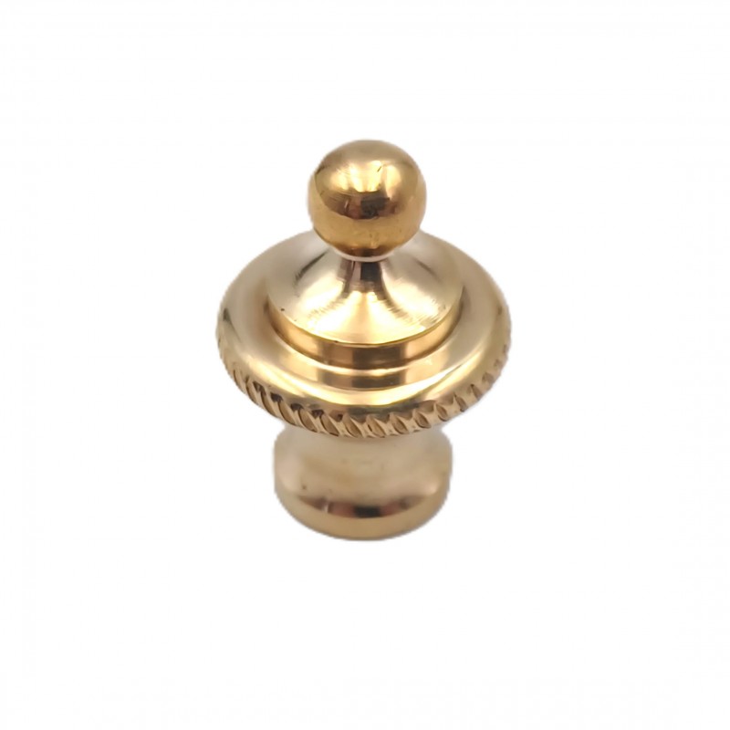 CHANDELIER ROPE EDGE FINIAL CAST POLISHED BRASS 10MM THREAD