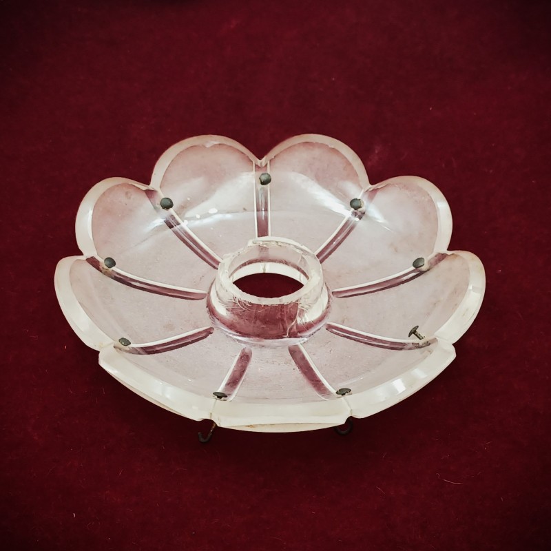 Frosted glass antique Victorian chandelier pan 