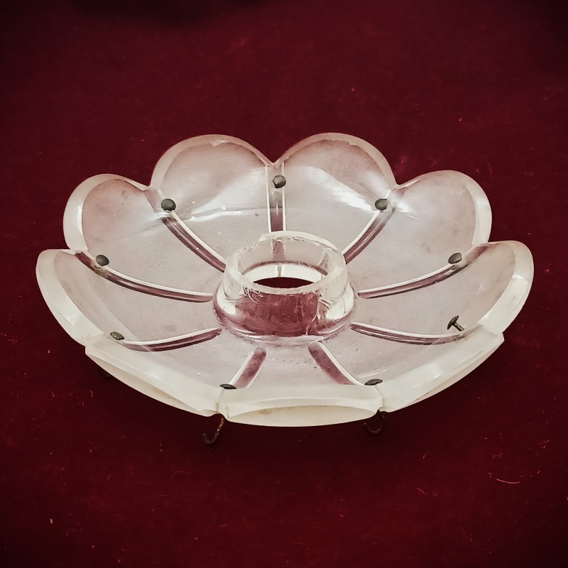 Frosted glass antique Victorian chandelier pan 