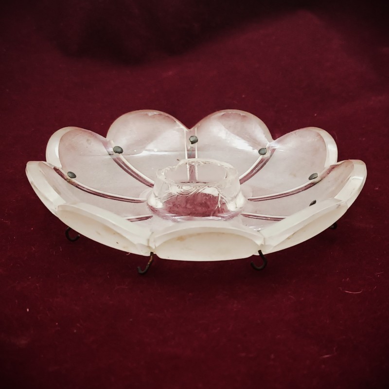Frosted glass antique Victorian chandelier pan 