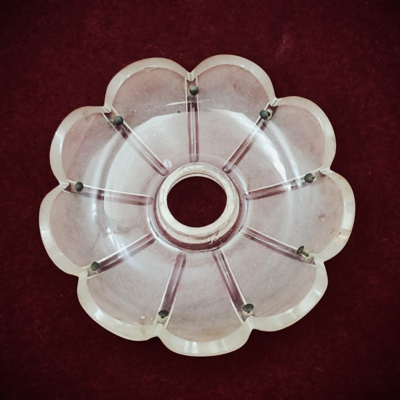 Frosted glass antique Victorian chandelier pan 