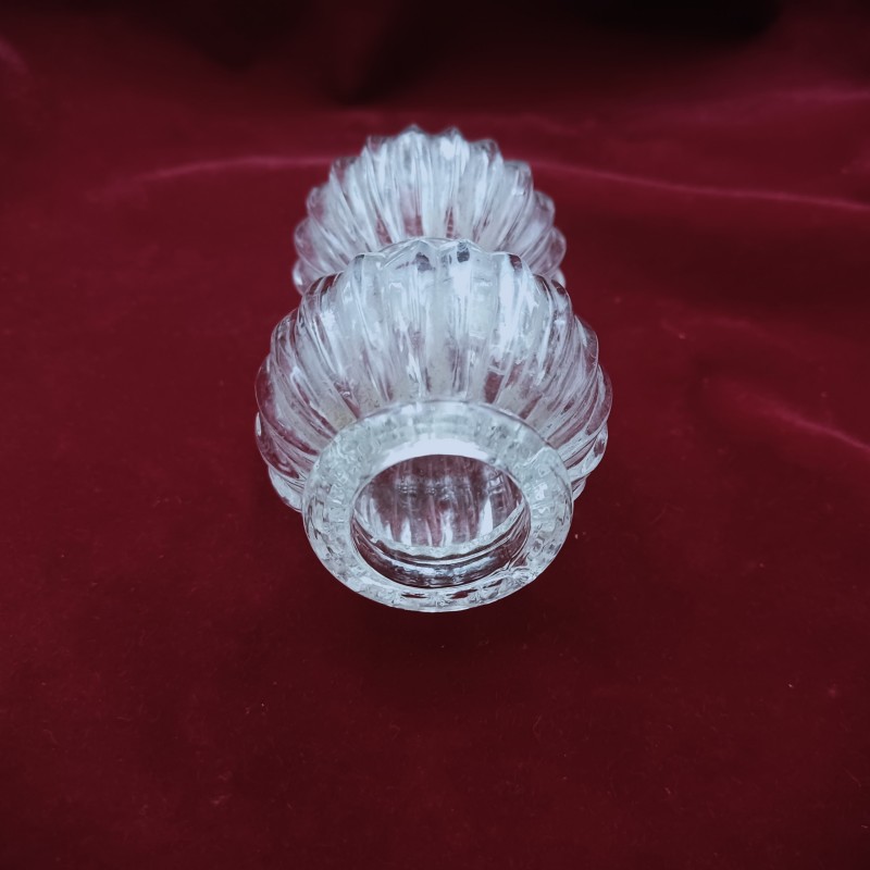 Clear Ribbed Glass Chandelier Stem