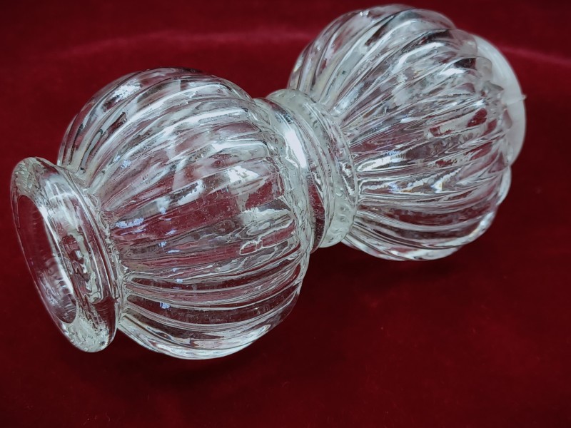 Clear Ribbed Glass Chandelier Stem