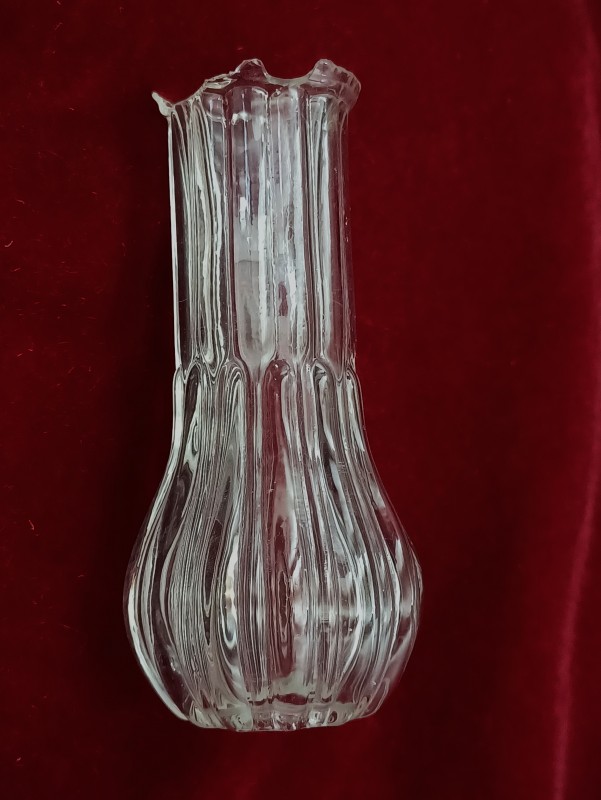 Clear Fluted Glass Chandelier Stem Antique Replacement Part B Stock