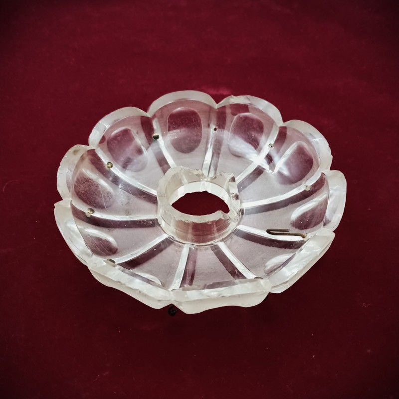 Antique frosted glass Victorian chandelier pan 