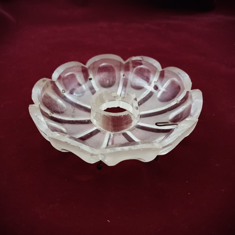 Antique frosted glass Victorian chandelier pan 