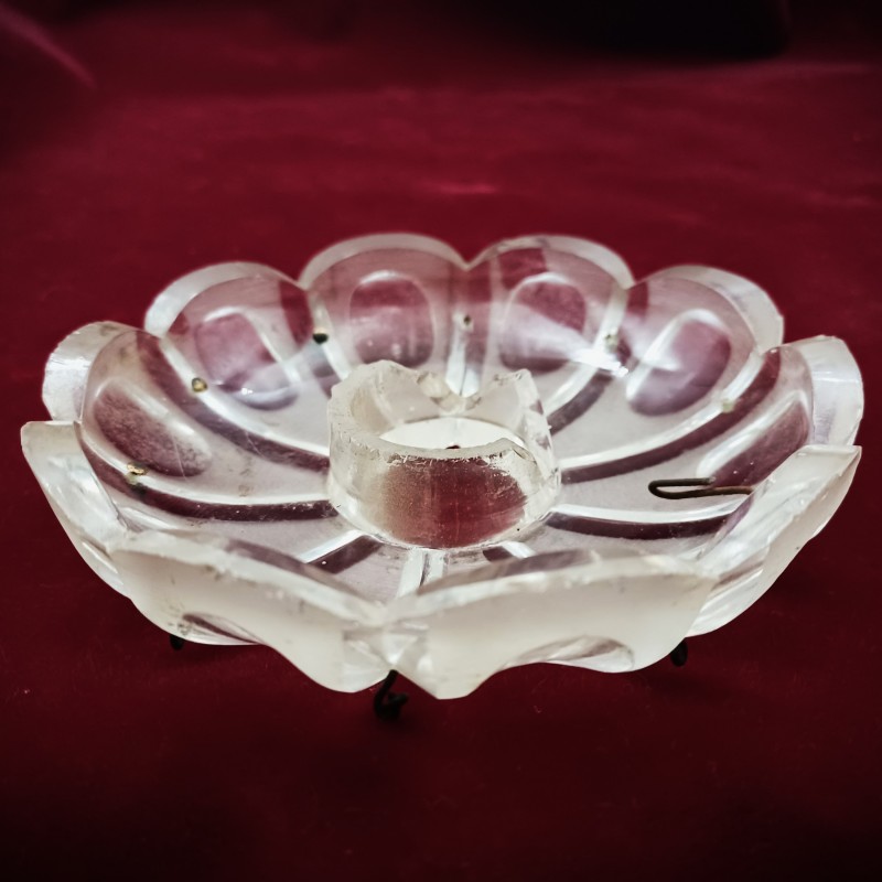 Antique frosted glass Victorian chandelier pan 