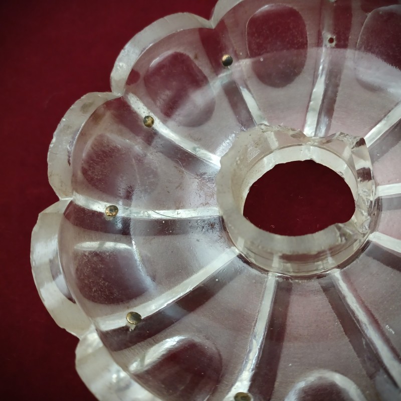 Antique frosted glass Victorian chandelier pan 