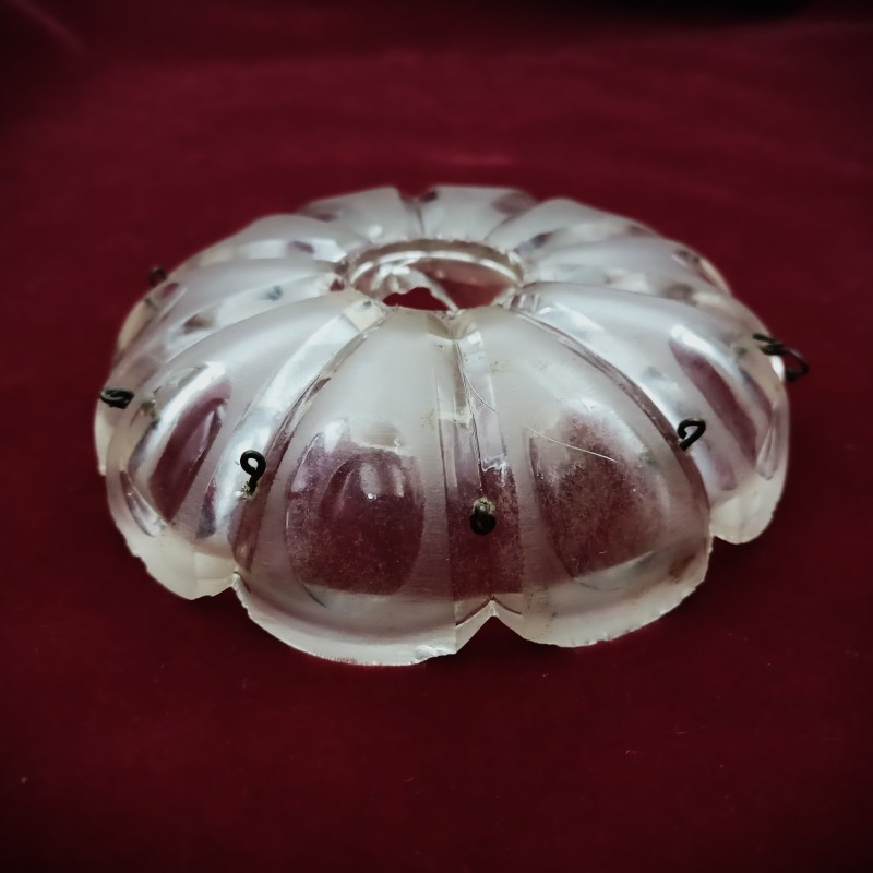 Antique frosted glass Victorian chandelier pan 