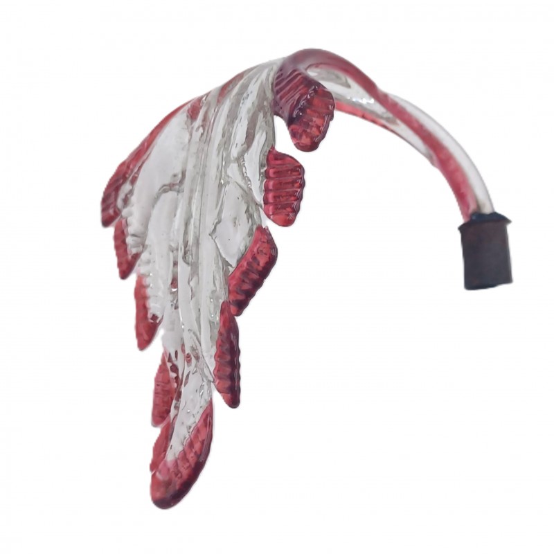 Antique Venetian chandelier overhang Leaf Red and clear