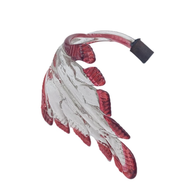 Antique Venetian chandelier overhang Leaf Red and clear