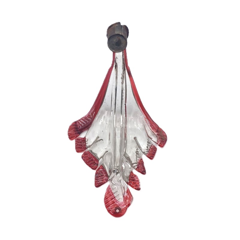 Antique Venetian chandelier overhang Leaf Red and clear