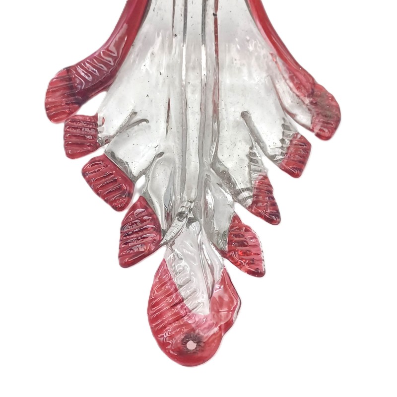 Antique Venetian chandelier overhang Leaf Red and clear