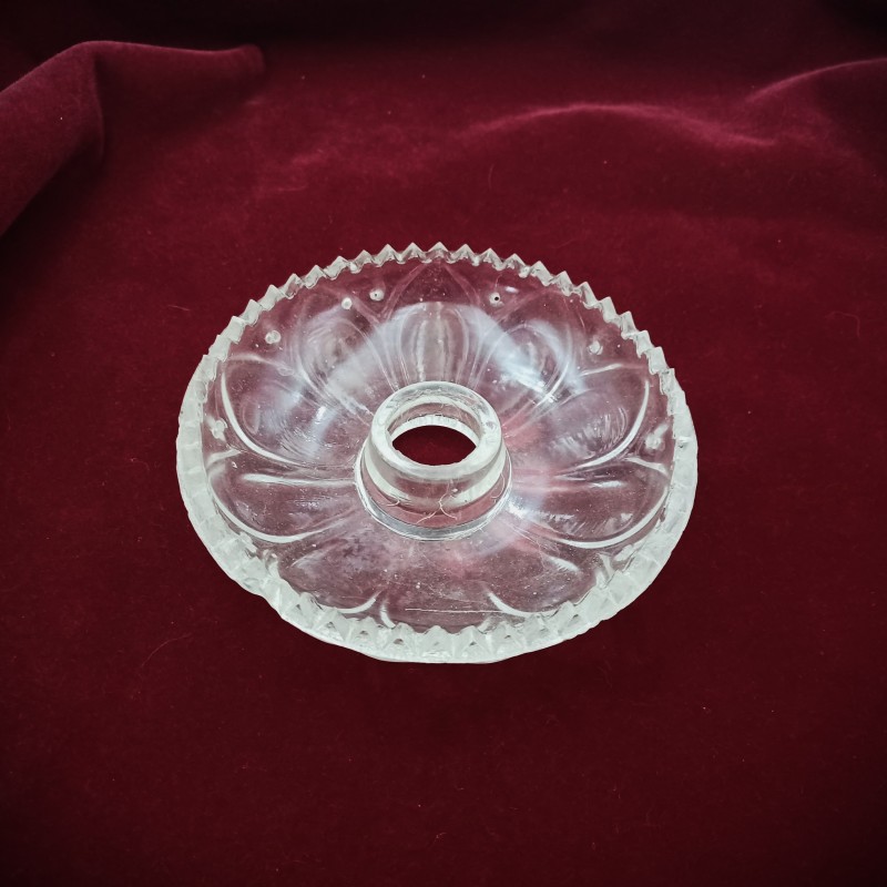 Glass chandelier dish with 10 pin holes