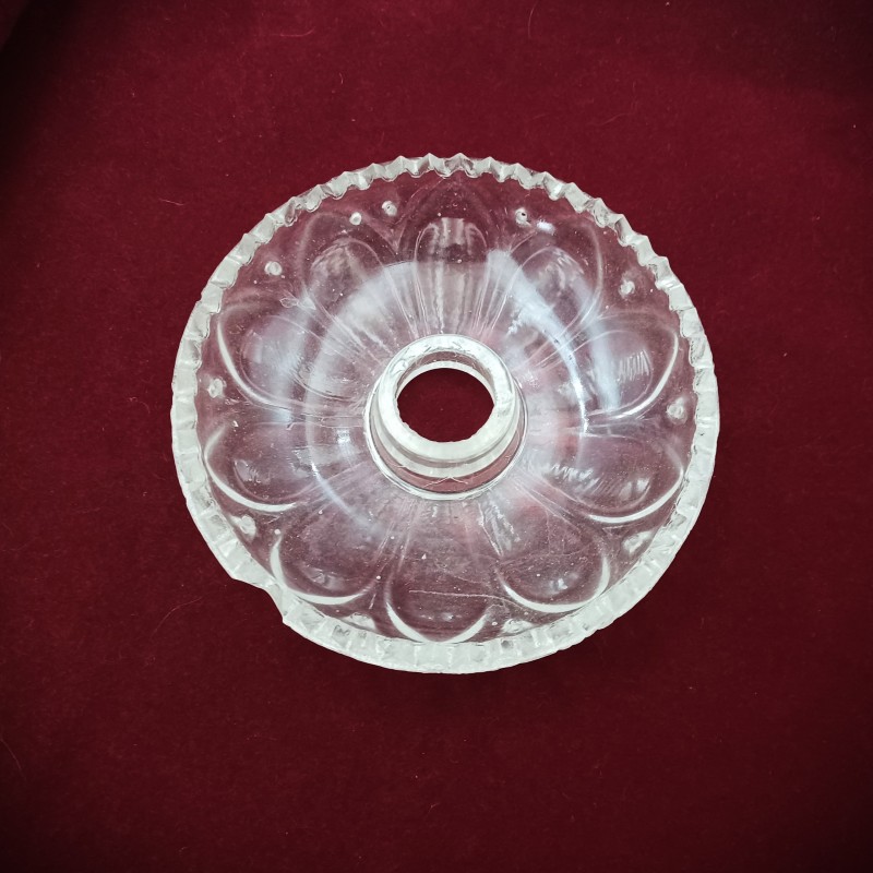 Glass chandelier dish with 10 pin holes
