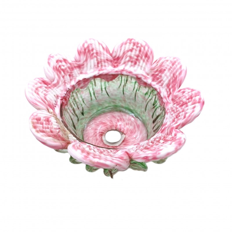 Vintage Murano Chandelier glass bobeche in green and pink